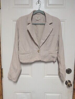 Jason Wu Cropped Blazer Woman's Sz Large Linen Blend Braided Detail Designer